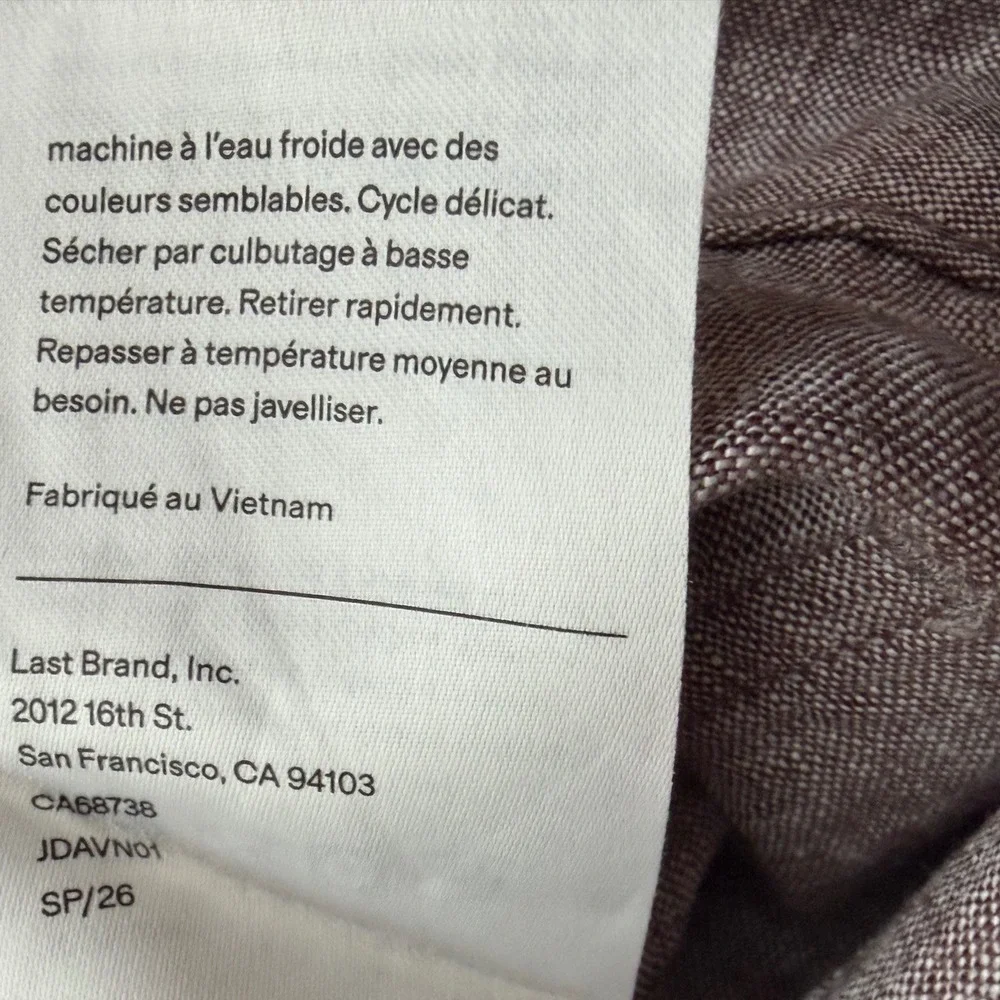 Quince European Linen Wide Leg Pants Womens 14 Patch Taupe Brown NWT